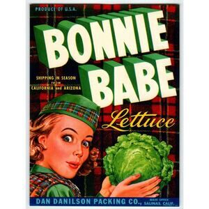Bonnie Babe Sexy Scottish Irish Pinup Lady Lettuce Crate Label 1940s Vintage
